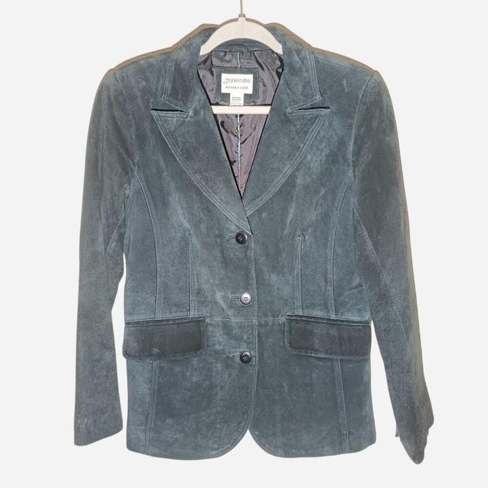 St. John's Bay Black/Gray Washable Suede Jacket Size M